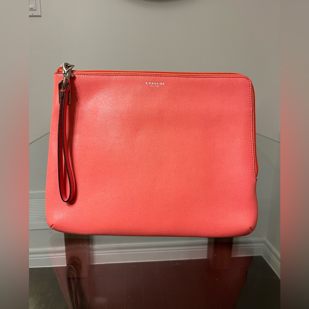 Coach Wristlet / IPad Carrying Case Coral Pink